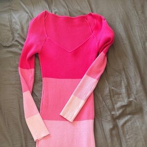 SHEIN Pink Colorblock Long Sleeve Dress🌸🩷